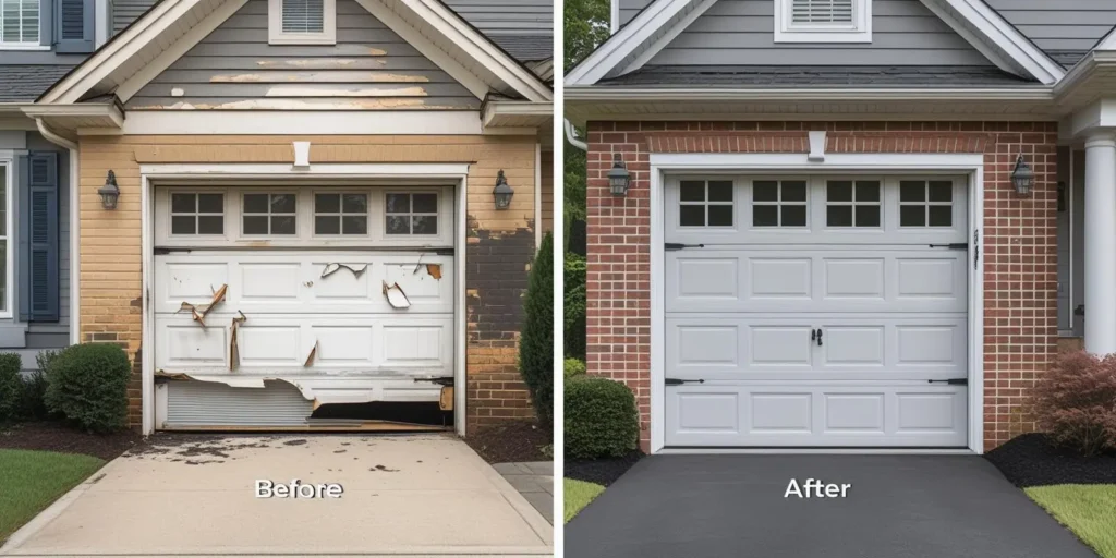 Before and after of damaged